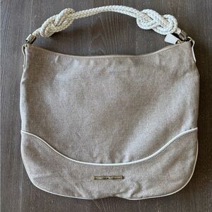 Elaine Turner Metallic Raffia Hobo Bag w Braided Rope Handle & Pink Lining NWOT